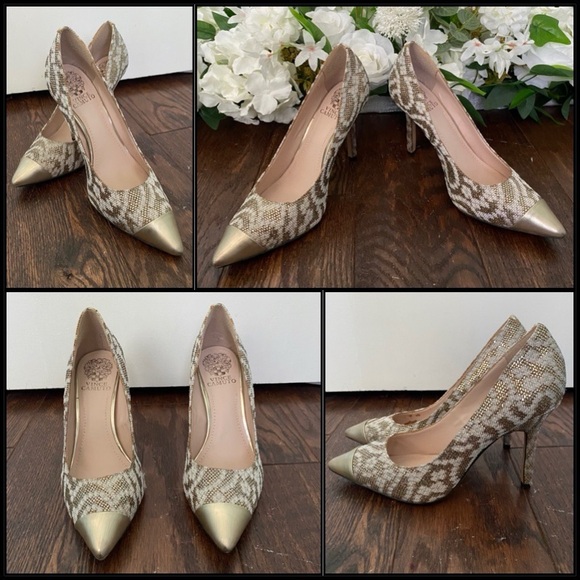 Gold / White Metallic 3 inch heels size 8.5 - Picture 2 of 14